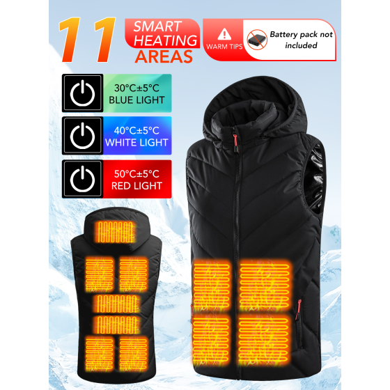 Heated Vest for Men & Women, Electric Heated Jacket with 11 Heating Zones, Casual Winter Warmth for Outdoor Activities