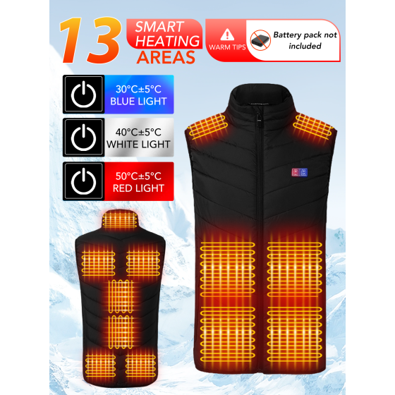 Heated Vest for Men & Women, Electric Heated Jacket with 13 Heating Zones, Casual Winter Warmth for Outdoor Activities