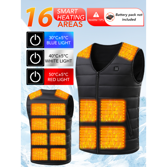Heated Vest for Men & Women, Electric Heated Jacket with 16 Heating Zones, Casual Winter Warmth for Outdoor Activities