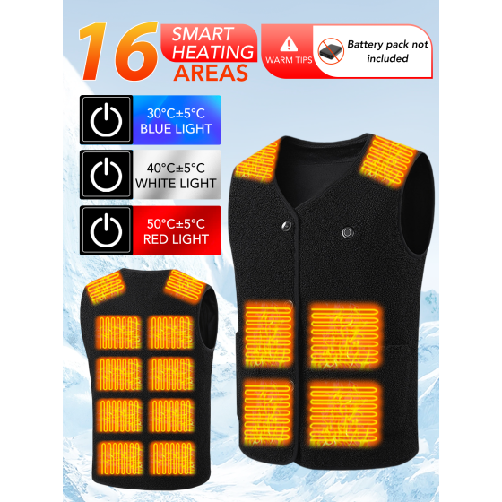 Heated Vest for Men & Women, Electric Heated Jacket with 16 Heating Zones, Casual Winter Warmth for Outdoor Activities
