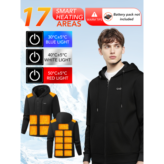 Heated Vest for Men & Women, Electric Heated Jacket with 17 Heating Zones, Casual Winter Warmth for Outdoor Activities