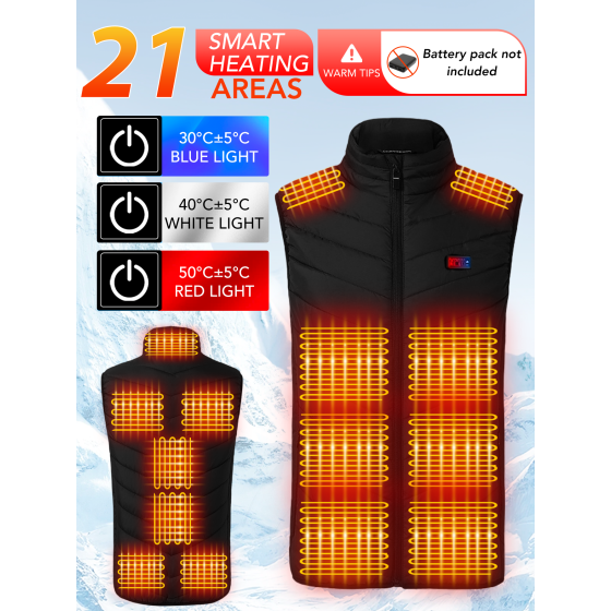 Heated Vest for Men & Women, Electric Heated Jacket with 21 Heating Zones, Casual Winter Warmth for Outdoor Activities