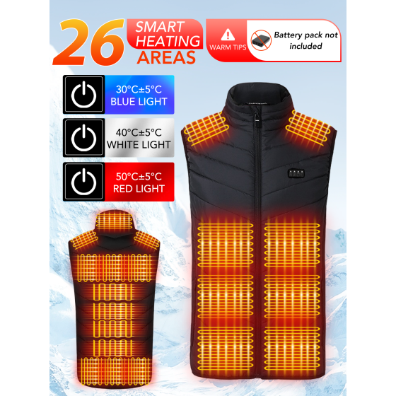 Heated Vest for Men & Women, Electric Heated Jacket with 26 Heating Zones, Casual Winter Warmth for Outdoor Activities
