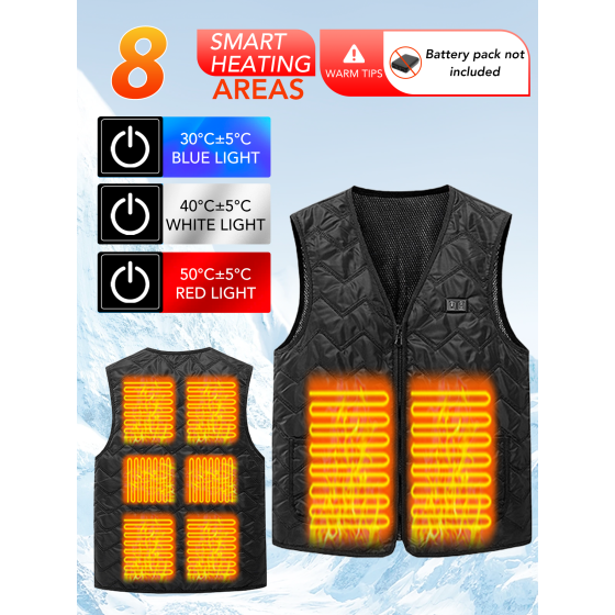 Heated Vest for Men & Women, Electric Heated Jacket with 8 Heating Zones, Casual Winter Warmth for Outdoor Activities