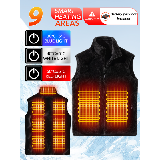 Heated Vest for Men & Women, Electric Heated Jacket with 9 Heating Zones, Casual Winter Warmth for Outdoor Activities